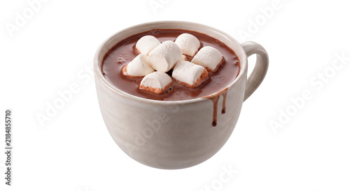 Foto Hot chocolate with marshmallows in gray mug isolated on transparent background
