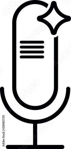 AI voice recording microphone with sparkle icon vector illustration