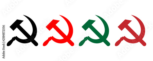Quadro su tela Four colorful hammer and sickle icons representing communism and socialist ideol
