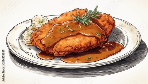 sketched schnitzel gravy drenched delights