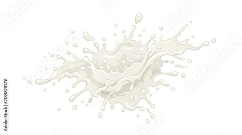 Dynamic White Milk Splash and Liquid Cream Explosion with Droplets Isolated on White Background for Dairy Branding