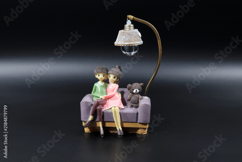 Decorative figurine of lovers. Table lamp.