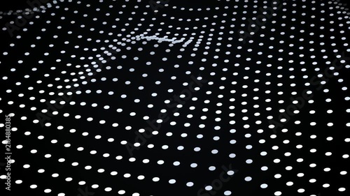 Abstract background with glowing white dots forming a wavy 3d surface pattern 4k video