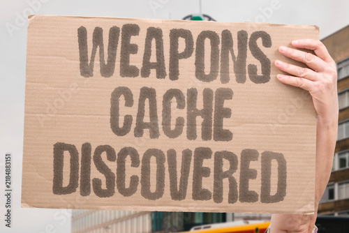 Quadro su tela "Weapons cache discovered" Large stockpile of military arms found underground