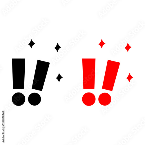 Emphasized exclamation icon. Surprise. Dynamic exclamation marks with various expressions on a white background. vector illustration 