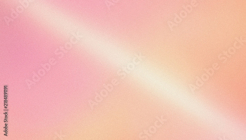 Abstract gradient background panoramic style with diagonal luminous light beam, soft powdery pink, tender coral and pearlescent white grainy texture