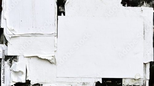 Torn paper background with blank white space on grungy urban wall
