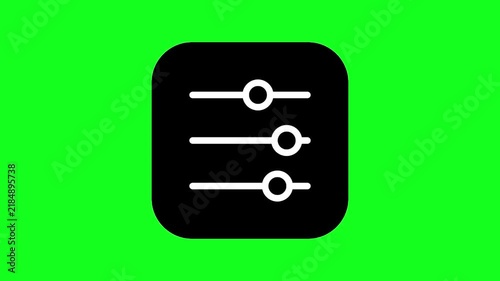 Animated equalizer icon. Slider bar switching animation. Media control. User preferences. Audio mixer. Loop HD video with green screen background.