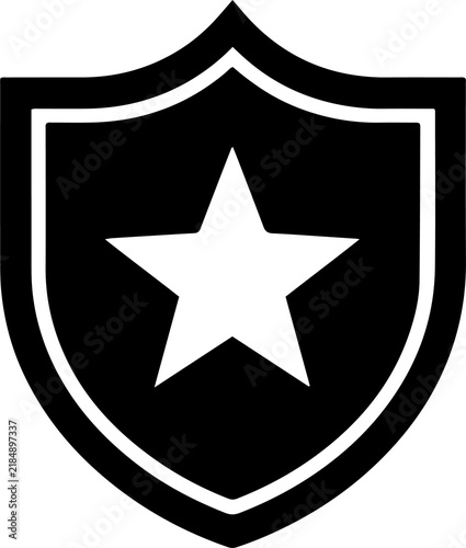 Security shield with a white star inside icon vector design