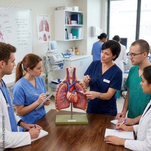 Medical Students Learn Anatomy With Heart And Lung Model