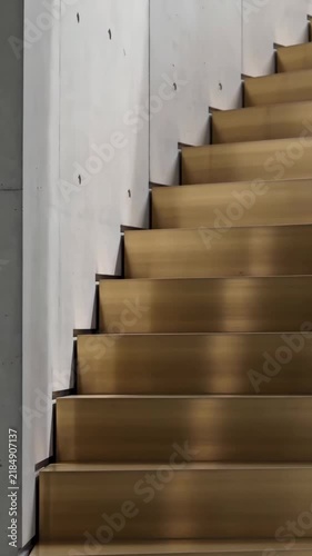 Modern concrete stairway in minimalist interior