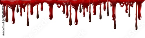 фотографія 3D red blood drips isolated on transparent background , ideal for horror and Hal