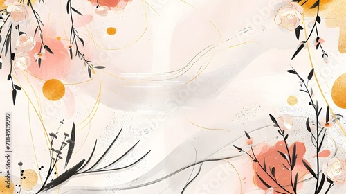 Decorative graphic design background featuring plants and flowers