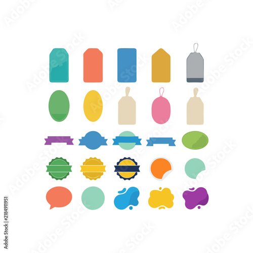 Set of colorful flat design labels badges and tags for marketing and promotion.