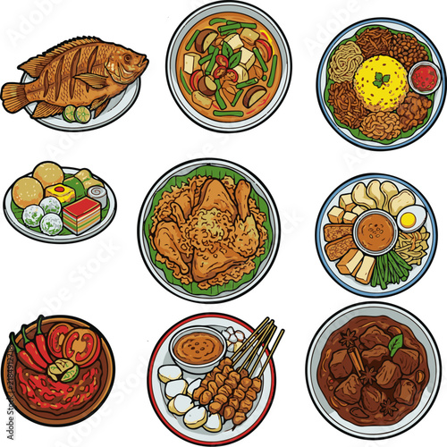 collection of indonesian authentic food
