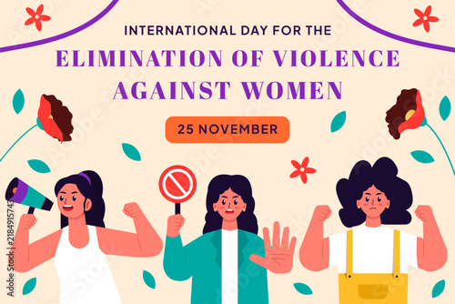 Elimination of Violence Against Women Banner Design Women Protesting