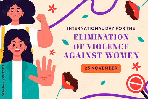 Elimination of Violence Against Women Landscape Banner Template Vecto
