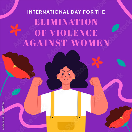 Elimination of Violence Against Women Square Post Strong Woman Vector