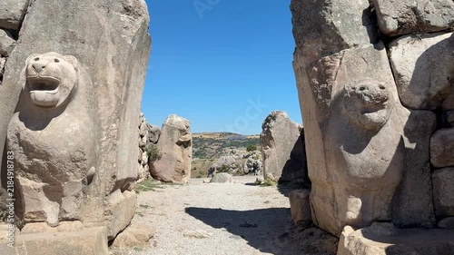 The Lion Gate at Hattusha, the ancient city that was the capital of the Hittites. 4k video. Çorum, Turkey.