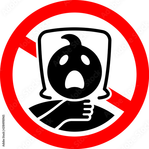 Fotografie classic child danger risk of suffocation symbol sign red circle simple vector is