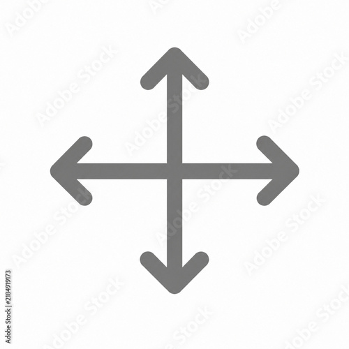 Gray four direction arrow symbol on white background