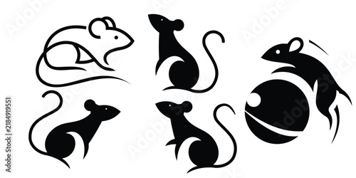 Top set icon Mouse animal logo design premium vector