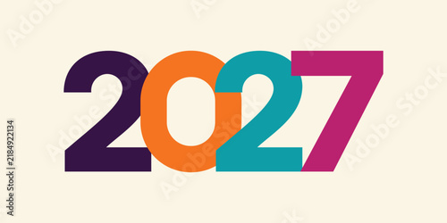 Colorful 2027 year numbers on light background