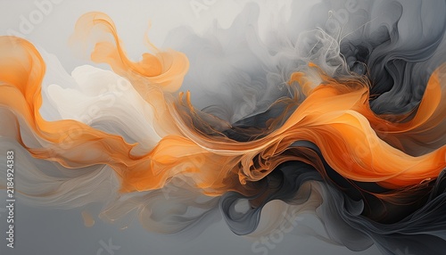 gray background gray and orange smoke abstract color mix generative ai