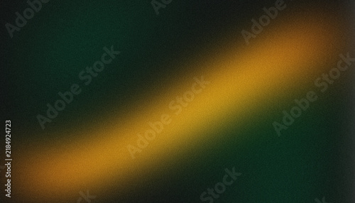 Abstract gradient background panoramic dark style with warm golden amber diagonal light beam, deep pine green and fine film grain texture