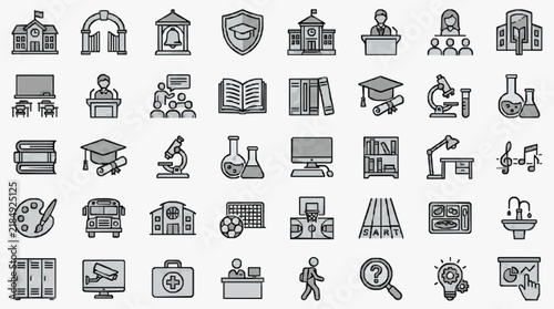 Educational and Career Path Icons Set for Presentations and Websites