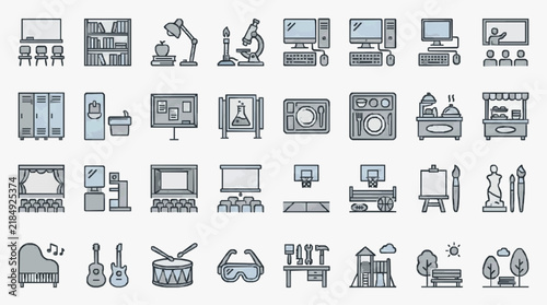 Comprehensive icons set of educational professional and lifestyle activities