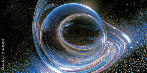 The Vortex That Bends In Cosmic Luminance As Swirling Light Curves Around A Deep Abyss Of Star‑Filled Space, ai generated.