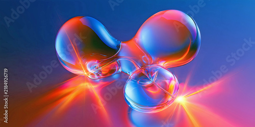 The Spheres That Merge In Prismatic Motion As Light Bends Through Color And Transparent Abstract Glow, ai generated.