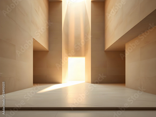 Dramatic Sunlight Through a Minimalist Architectural Light Well