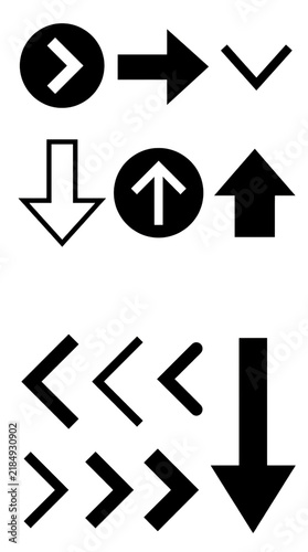 Black arrow icons set, directional sign collection, navigation symbols, web design elements, ui symbols, navigation buttons, simple vector shapes for user interface design
