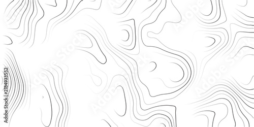 Abstract black and white topographic contour lines pattern, seamless terrain elevation map background, modern geographic survey vector design for web and print