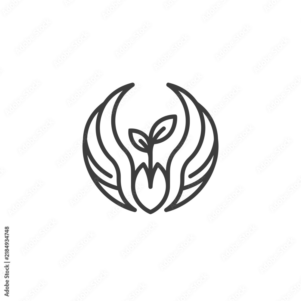 Obraz premium Minimalist Sprout with Wings Logo Design for Eco Friendly Branding and Sustainable Growth Concepts