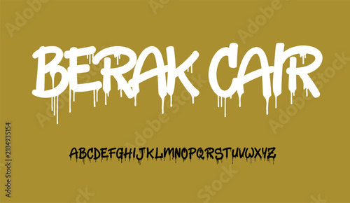 Dripping graffiti style alphabet with bold urban lettering