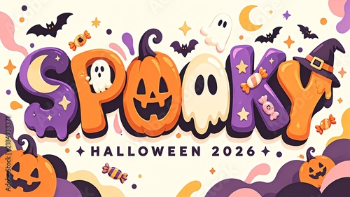 Halloween 2026 Spooky Illustrated Typography Poster