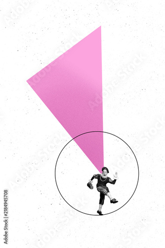 Fotografie Image pop art trend banner collage of happy old man duke dance party holiday ent
