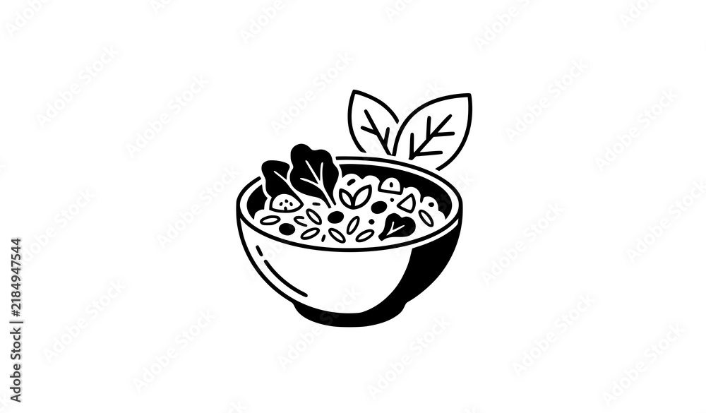 Obraz premium Healthy Satvik Food and Mindful Eating Minimal Vector Icons