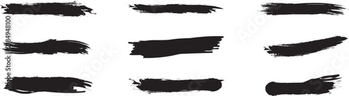 Vector brush stroke decorative grunge design banner background. Black brush stroke vector art set with rough textured edges