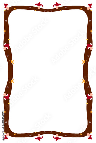 Cute Mushroom Forest Decorative Frame Vector Illustration
