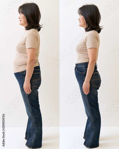 ダイエット前後の中年女性のビフォーアフター比較