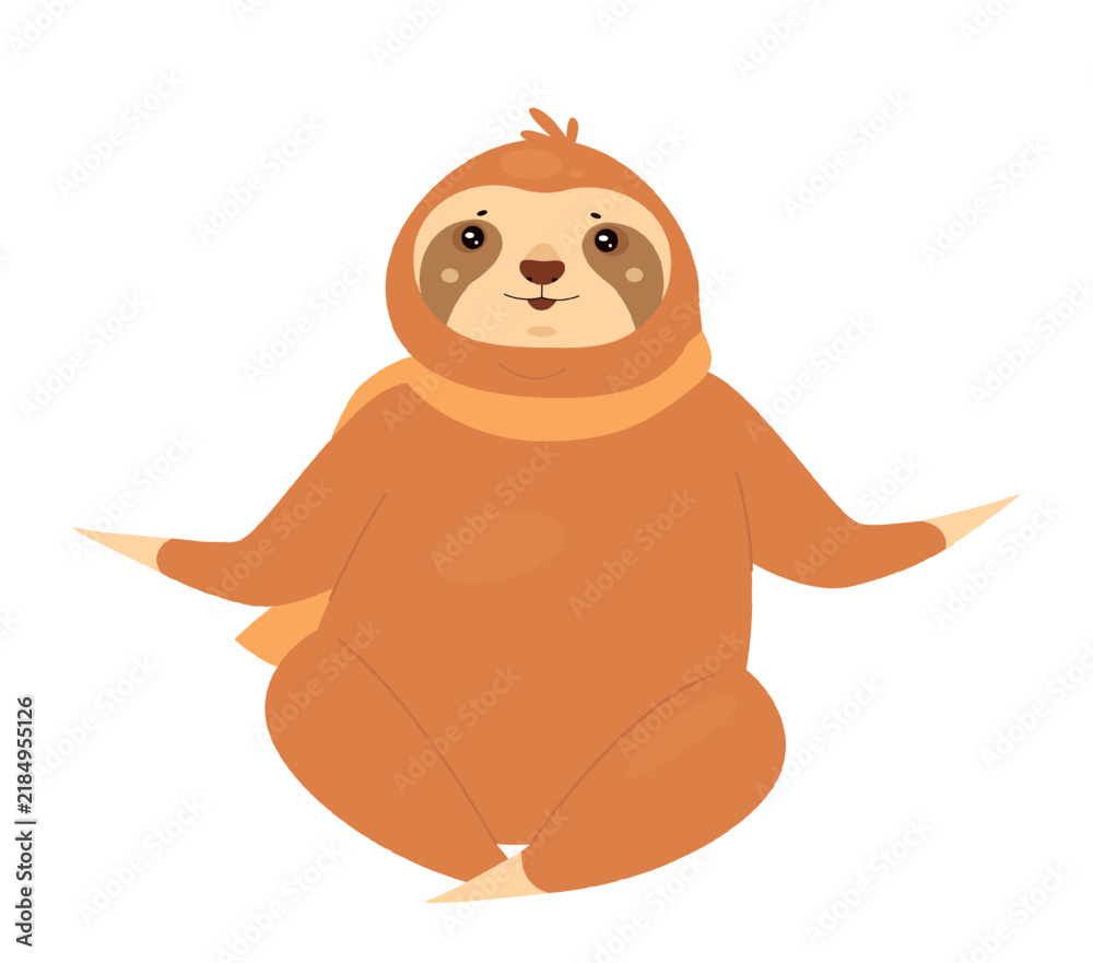 Obraz premium Sloth animal in yoga pose. Sitting tropical lazy animal, slow moving bear vector illustration