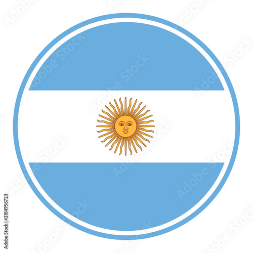 Argentina Round Country Flag. Circular Argentinian National Flag. Argentine Republic Circle Shape Button Banner. EPS Vector Illustration.