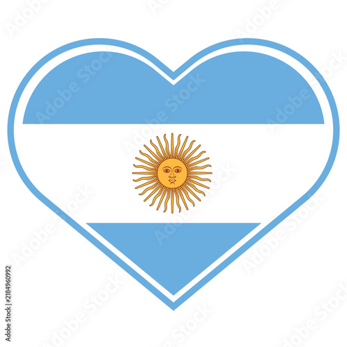 Argentina flag in heart vector illustration sign. Flag of argentina in the shape of Heart with contrasting contour, symbol of love for his country or valentine day, patriotism.