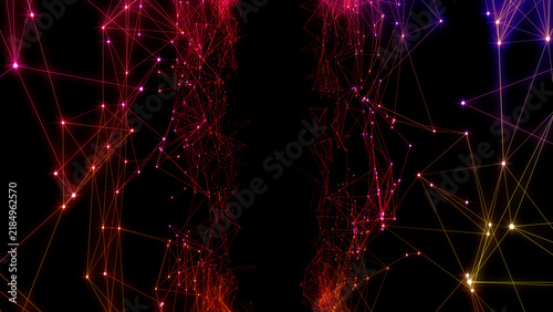 Plexus lines and dots network connection digital technology 3D illustration background.