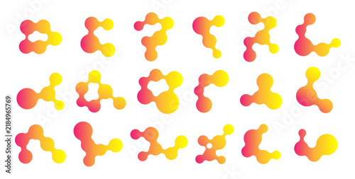 Connect metaball blob abstract gradient organic fluid colorful liquid drop sphere creative poster background yellow orange, vector illustration