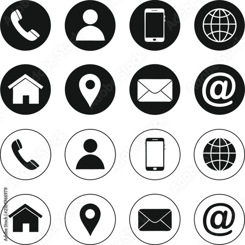 Minimalist Contact Us Icons Set for Business Card and Website